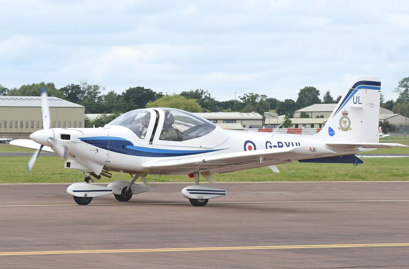 A Grob 115e trainer at RAF Fairford